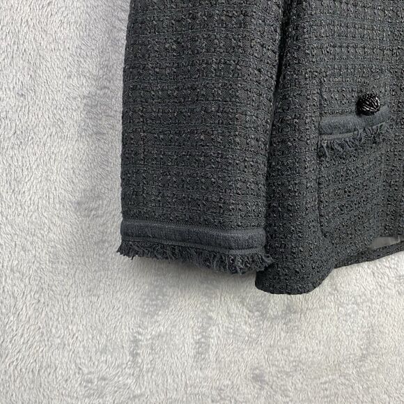 Women's Talbots Black Textured Tweed Jacket Size 10 Career Preppy Old Money - Picture 5 of 9